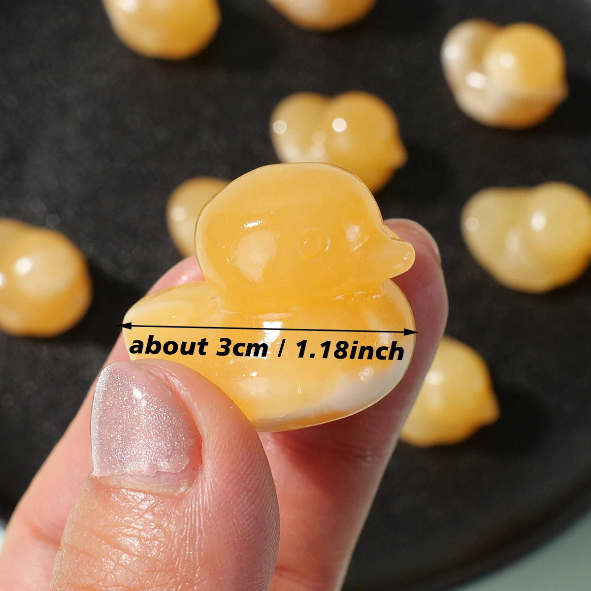 1pc Natural Crystal Yellow Calcite Little Yellow Duck Carved Ornament Home Desktop Animal Decoration Crafts Holiday Gift