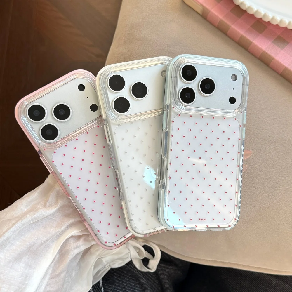 Ins Korea Buntes Polka-Dot-Muster Kristallklare Handyhülle für iPhone 17 16 15 Pro Max 17 16 Pro 14 13 mit kreisförmigem Punktmuster