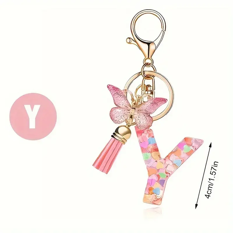 Mode DIY A-Z Buchstaben schlüsselbund Metall Halter Pendent Schlüssel Kette Frauen Auto Schlüssel Ring Einfache Brief Name Schlüssel Party geschenk Schmuck