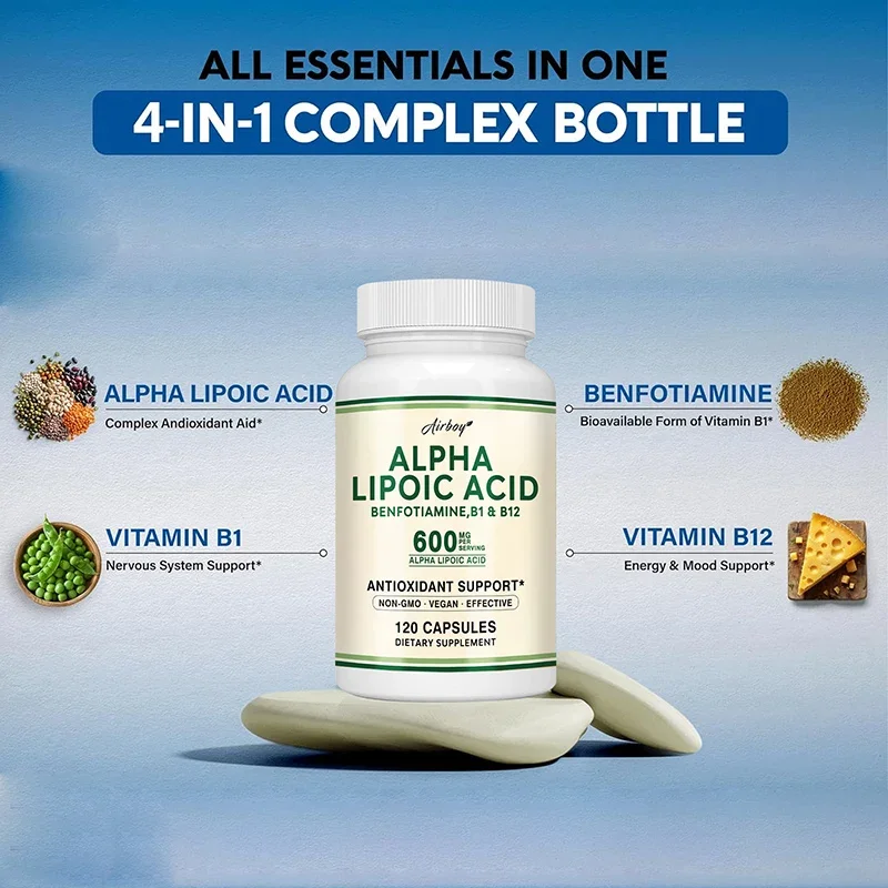 Alpha Lipoic Acid Capsules - for Nerve, Energy & Metabolism Support, Promotes Cardiovascular Health, Antioxidant