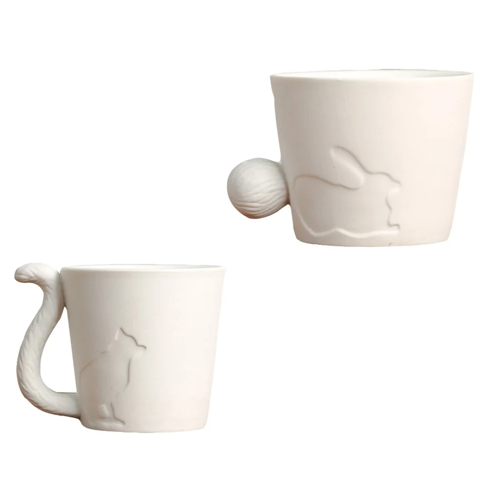 

2Pcs Animal Ceramic Cup Unique Tail Handle Design Large Size Water Coffee Mug Non-Irritating Lip-Friendly Rim Perfect for Home
