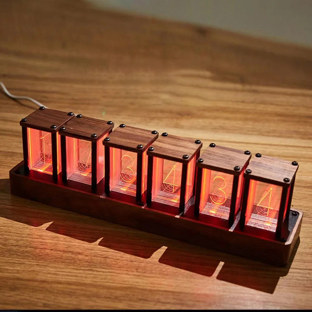 Nixie Tubes Clock Glow Tube Clock RGB Screen Digital Clock DIY Analog Digital Tube Desktop Digital Clock Decoration Gift