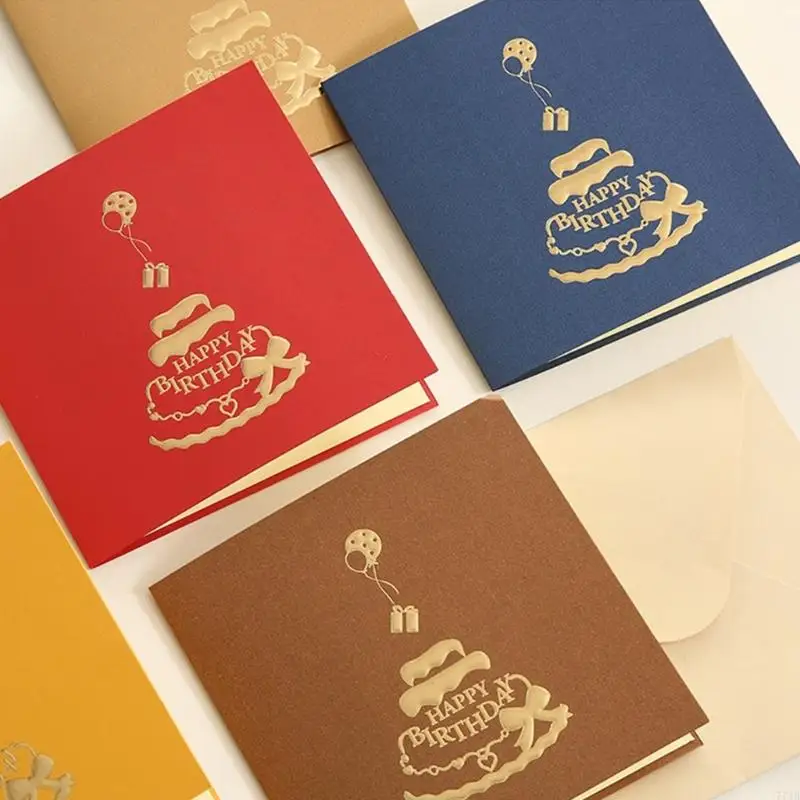 77JB Kue Ulang Tahun Pop-up Card 3d Kartu Ulang Tahun Kartu Ucapan Kartu Pos Hadiah Ulang Tahun untuk Teman Istri Suami