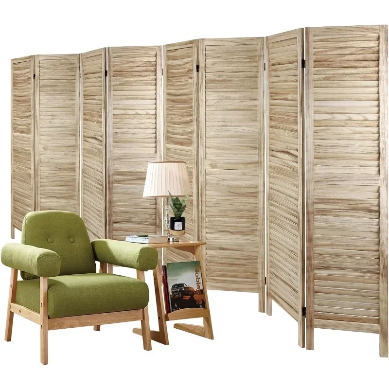 8 Panel Room DividersWood Room Divider and Partition Room Divider Folding Privacy Screens,