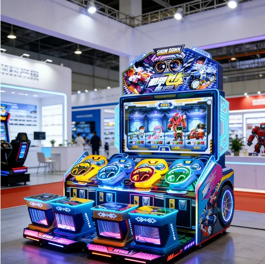 4 Players Car Racing Arcade Machine, Multi-Character Selection, LED Dynamic Seat, Mecha Speed Game Cabinet