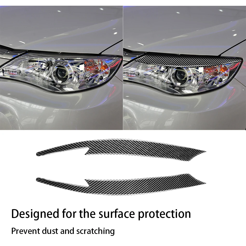 

2Pcs Stickers Trim Carbon Fiber Headlight Strip Eyebrows Cover Styling Headlamp Replacement for WRX 10 2008 2011