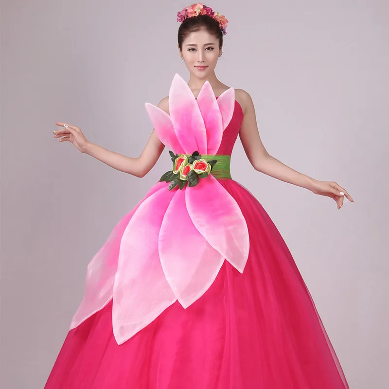 chinese modern dance costumes wedding dance dress for women red dancer clothing flower dance clothing