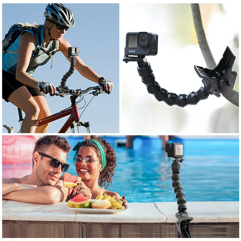 Ulanzi Đi Nhanh Thứ Hai Camera Hành Động Linh Hoạt Siêu Kẹp Cánh Tay Giá Đỡ Gắn Bộ Chuyển Đổi Cho GoPro Hero 11/10/9/8/7/6/5/4 Đen