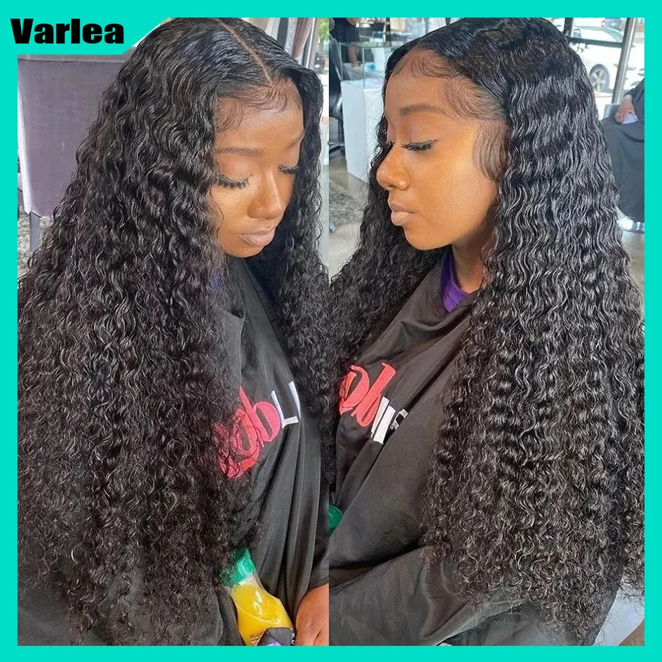 Varlea 200% Density 40 Inch Deep Wave 13x4 Lace Front Wig Human Hair Water Wave Lace Front Wig Curly Hd Lace Wig 13x6 Black Wig