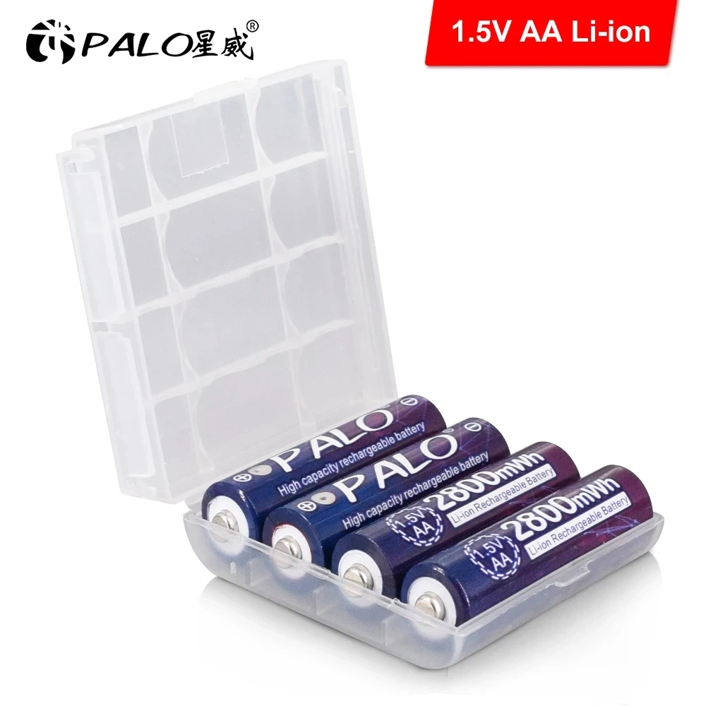 PALO 1.5V AA Lithium ion Battery AA Li-Ion Rechargeable Batteries AA Cell With 8 Slots Charger for 1.5V AA AAA Li-Ion Battery