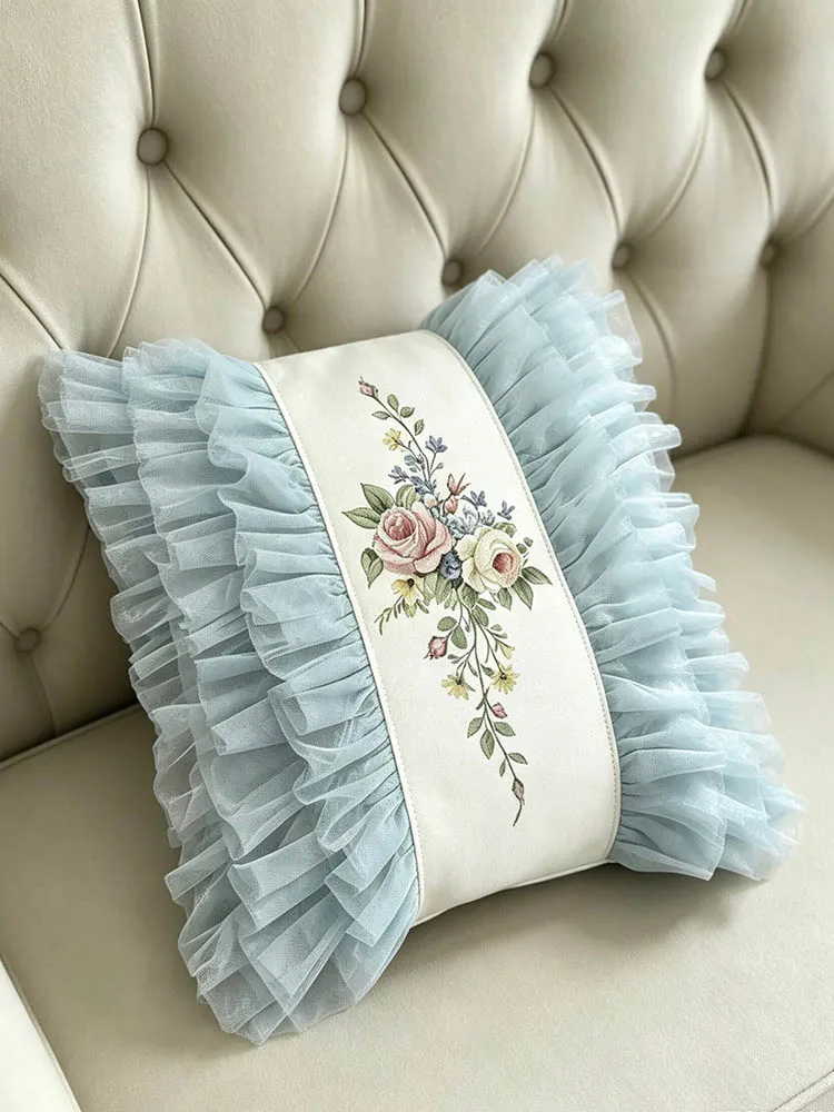 Korean Style Pillowcase Multi Layer Lace Pillows For Sofa Headrest Cushion Pillow Cover Bolster Living Room New Home Decoration