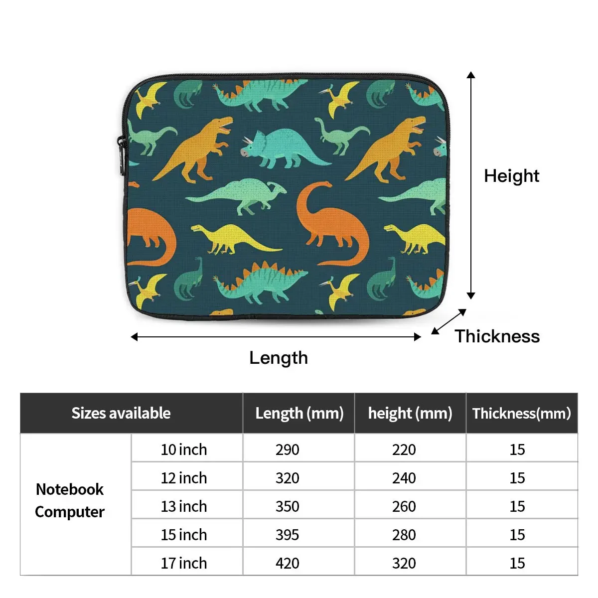 Juste à motif de dinosaures mignons pour ordinateur portable, housse pour iPad, sac pour ordinateur portable, poudres