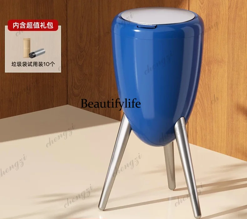 Creative trash can Press type trash can with lid Household floor type living room Bedroom
