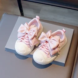 Scarpe sportive per bambini da ragazza Rosa Beige Scarpe casual per la scuola per bambini Moda Bowknot Bambini che corrono Scarpe da ginnastica da tennis Fondo spesso antiscivolo