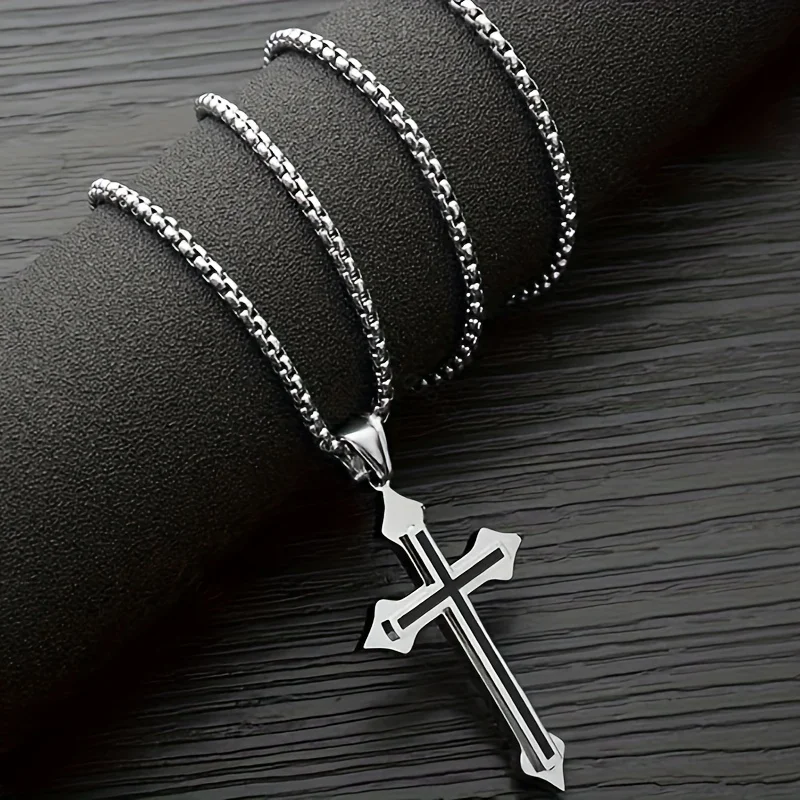 1pc Simple Fashion Stainless steel Cross Pendant Necklace