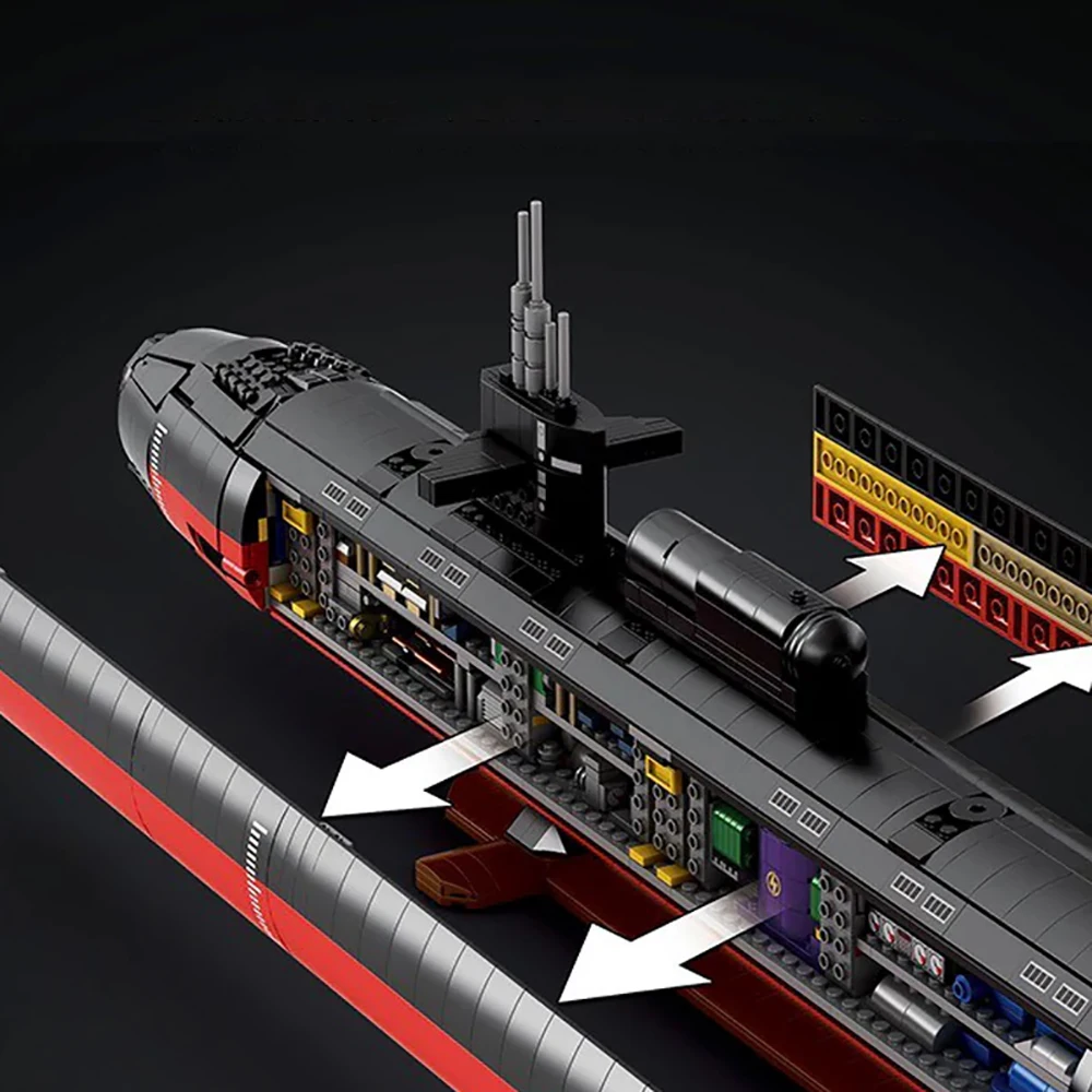 Bloques de construcción de submarino militar para adultos, Kits de modelos MOC 125 para construir, clase Los Ángeles, SSN 1: 33049, regalo, 2988 piezas