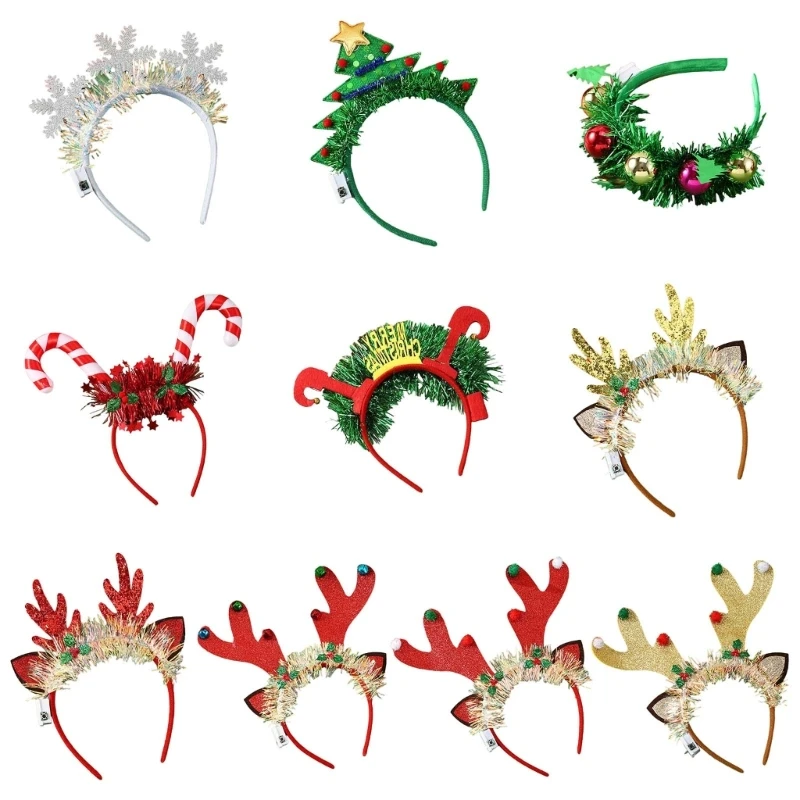 GJ 5Pcs Lovely Light up Headband  Glowing Headwear Festive Christmas Party Supplies Creative Hair Ornament Accessories