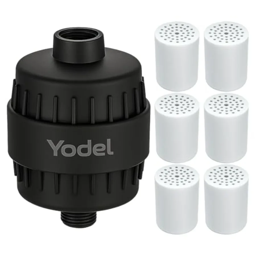 

Фильтр для душа с 6 картриджами, матовый черный – умягчитель жесткой воды, удаляет 99% хлора и примесей, улучшает состояние кожи и волос