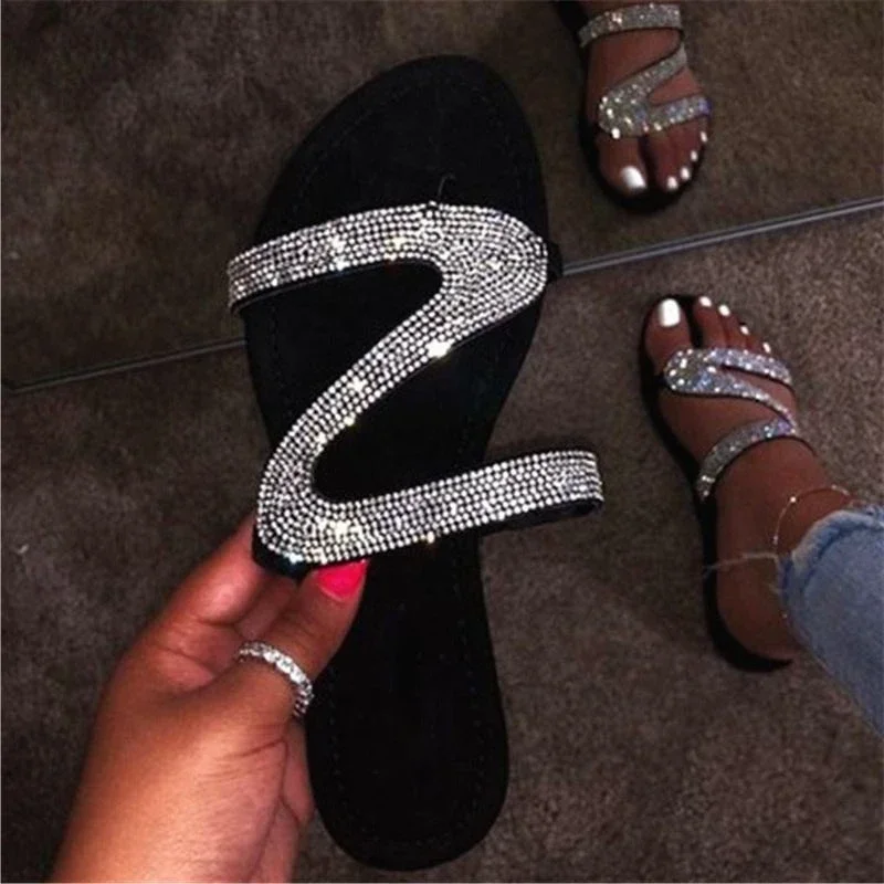 Women Summer Flat Bling Slippers Female Flip Flops Sandals Outdoor Beach Women Sandals  Glitter Shoes for Women 2024