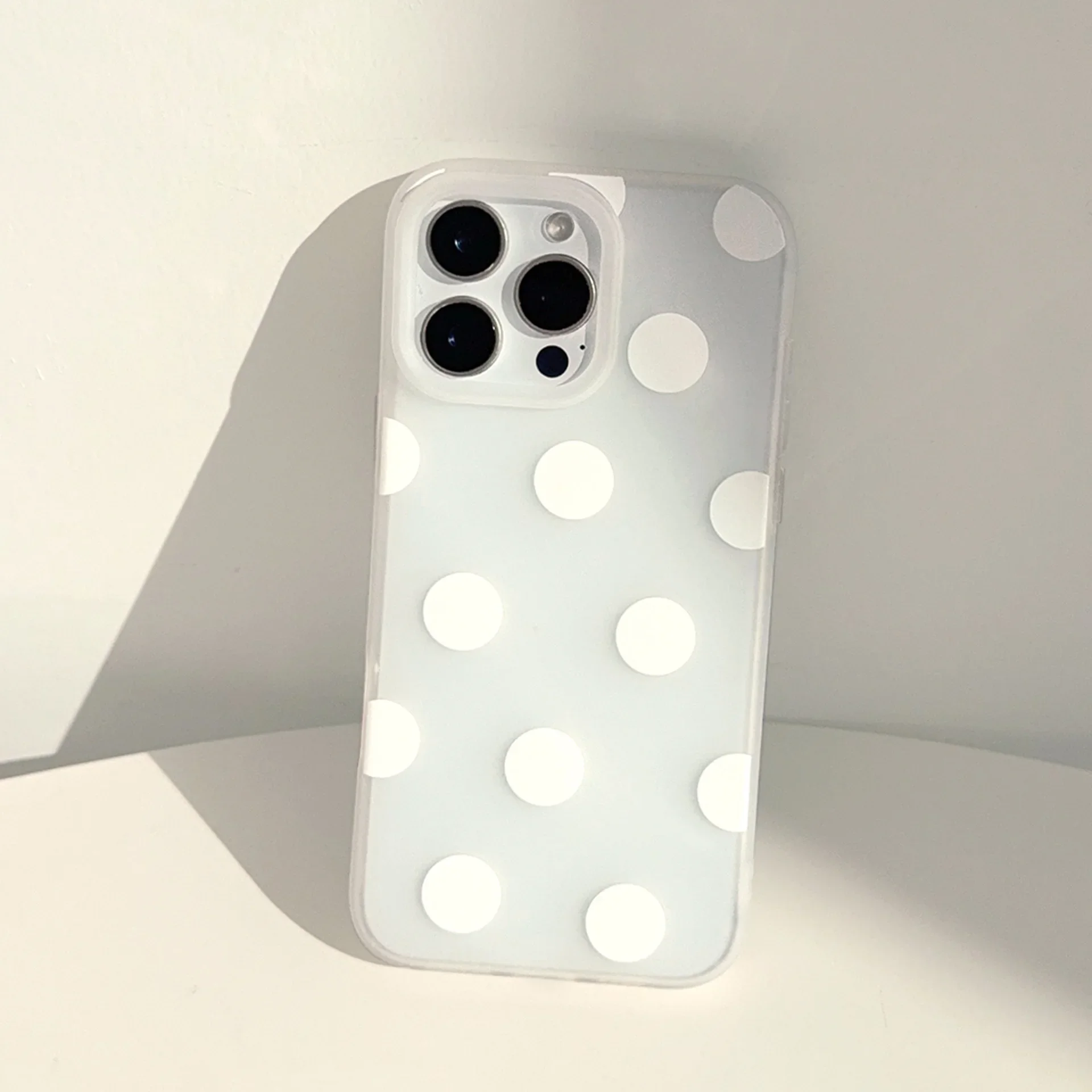 Korean Ins Minimalist Polka Dots Phone Case For iPhone 17 16 15 14 13 12 11 Pro MAX XR XS 16e 17air MINI 7 8 Plus Matte Cover view 3