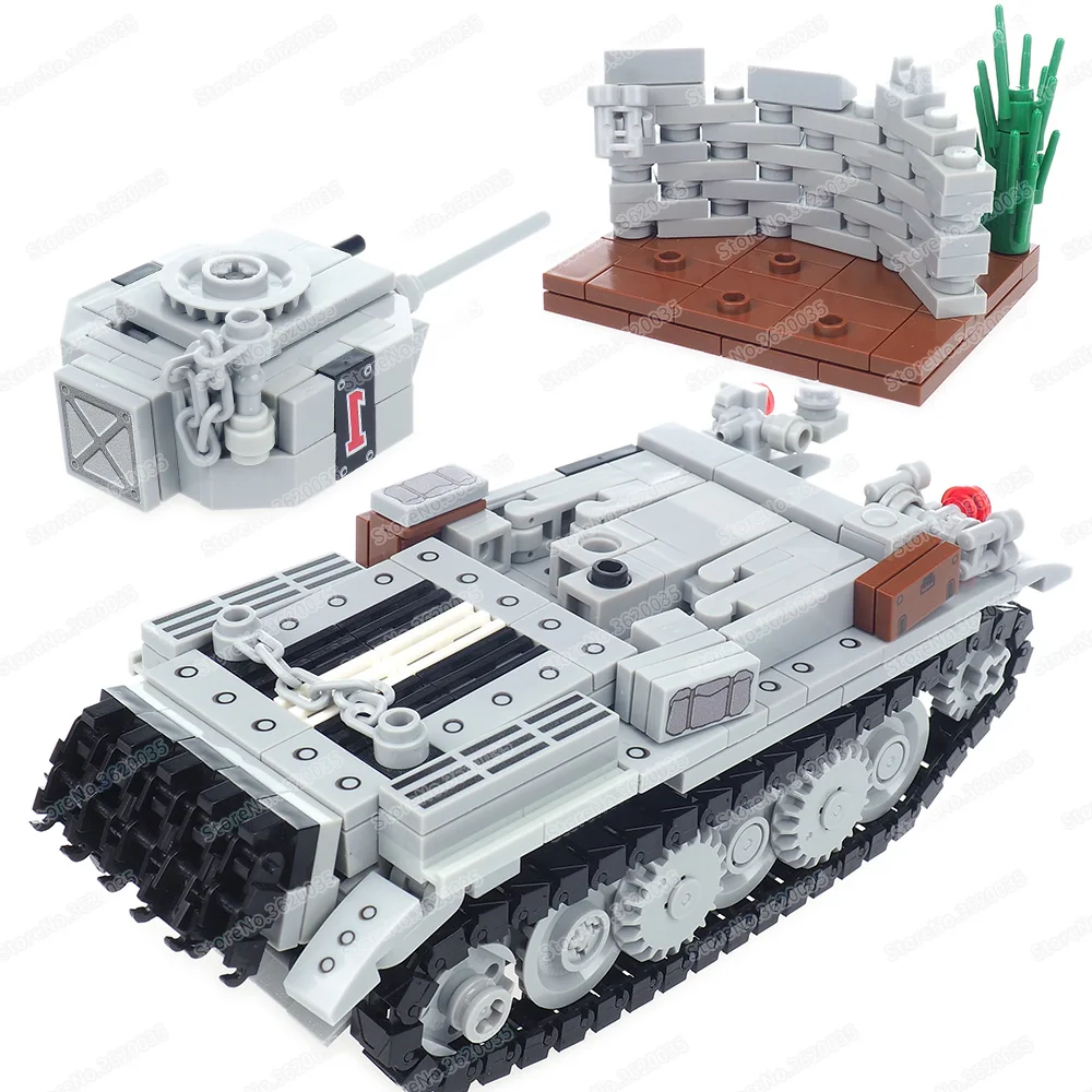 Military VK601 NO1 Tank Type C Building Block Assembled WW2 Figures Soldier War Light Armor Model Weapons Vehicle Child Gift Toy