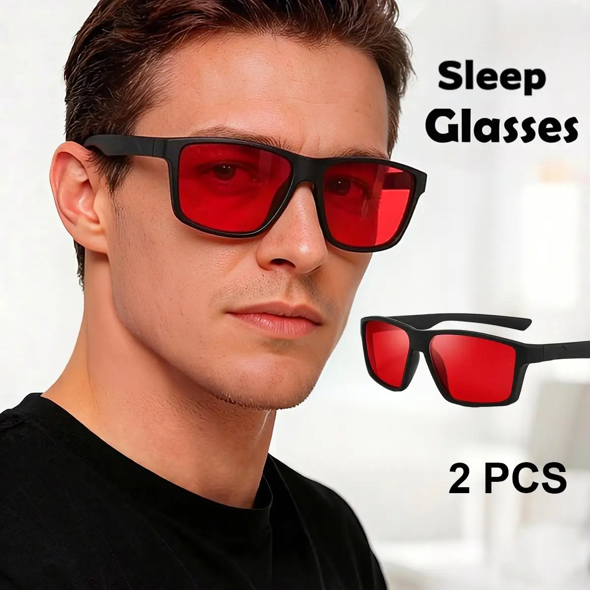 Unisex Blue Light Blocking Glasses with Red Lenses, Sleep Aid for Computer and Gaming, Anti-Screen Glare, 2-Pack S68