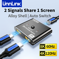 Unnlink 4K 120Hz HDMI Splitter Switch, 8K 60Hz 2 In 1 Out for PS5 PS4 Xbox Fire Stick Blue-Ray Player PC Laptop to TV Monitor