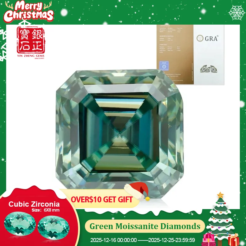 

YinZheng Asscher Cut AAAAAA Grade Green Moissanite Diamonds Provide GRA CertifIcate Loose Moissanite Stone For Making Jewelry