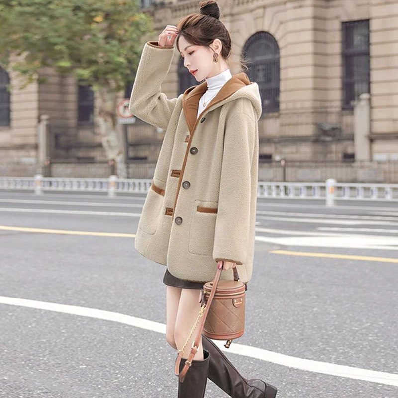 Casaco feminino casual com capuz longo Sve Color Blo Ele Faionable Casacos de inverno Fibra de poliéster Commute Sle