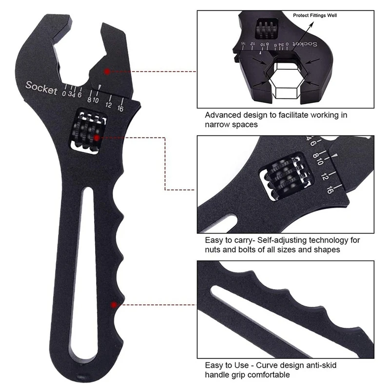 GTBL AN3-AN16 Tubing Wrench Hose Wrench V-Type Adjustable Wrench Hose Fitting Wrench