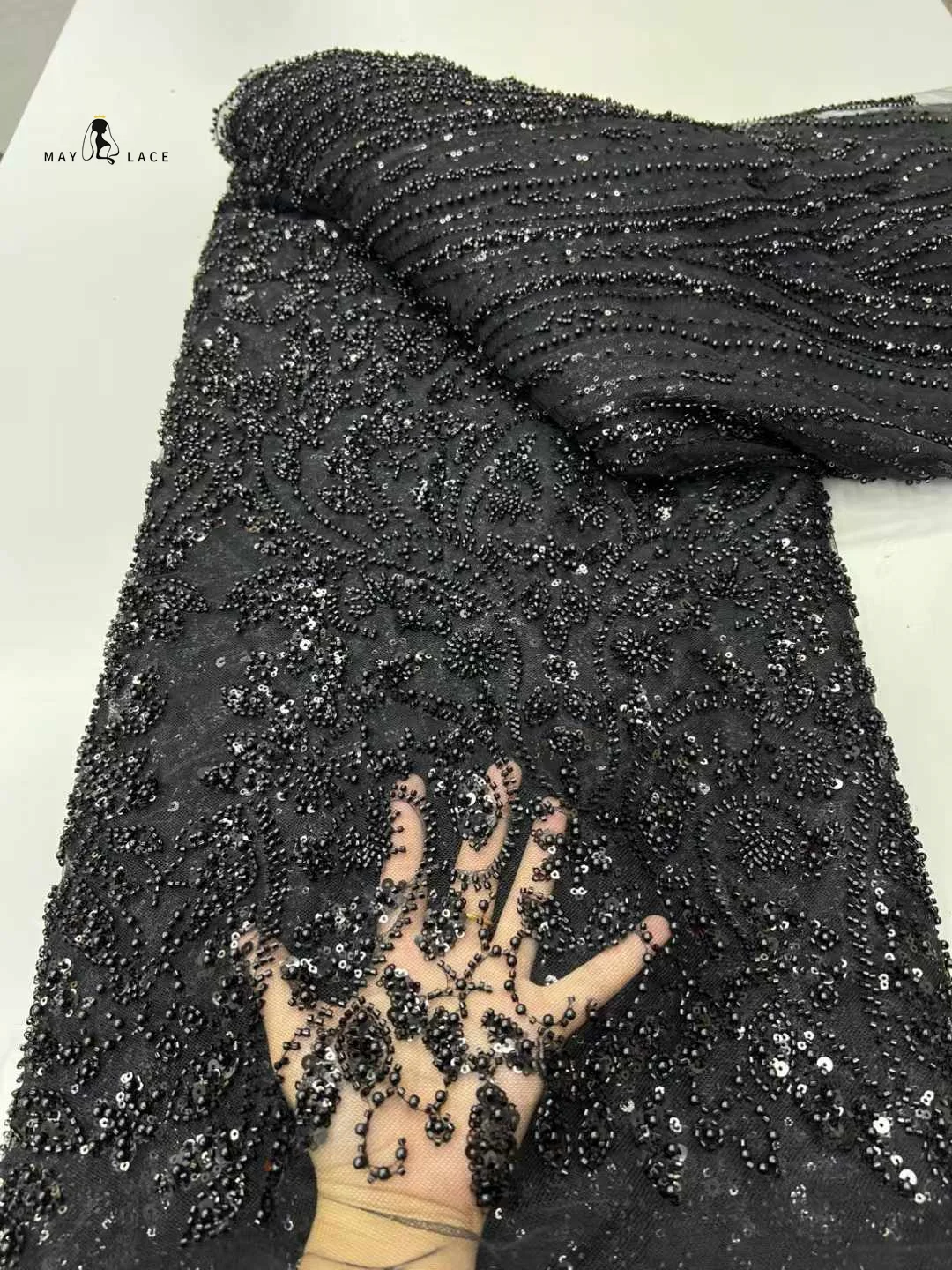 African Sequins Tulle Lace Embroidery Green 2025 Nigerian French Mesh Lace Fabrics Latest Beads Fabrics For Women Party Dresses