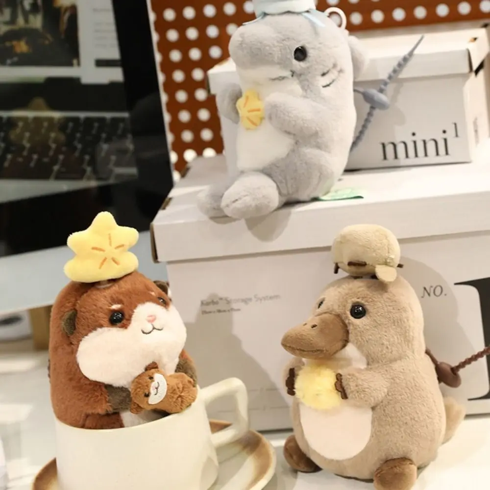 Jongens Meisjes Zeedier Otter Seal Knuffeldier Mariene Organismen Haai Vogelbekdier 15CM Draaibare Gevulde Otter Rugzak Hanger