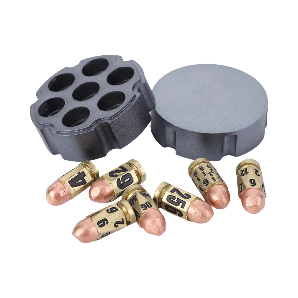 7Pcs Bullets Dice Set Role Playing Dice with Dice Base Resin Game Dice Pub Entertainment Game Props for Board Game Lovers