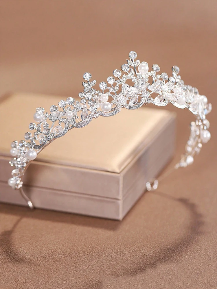 1 Piece Crown Headband, Fashionable Alloy Wedding Crown, Suitable for Wedding Decoration, Birthday Party Accessories, Bridal Headwear, Wedding Party Decoration