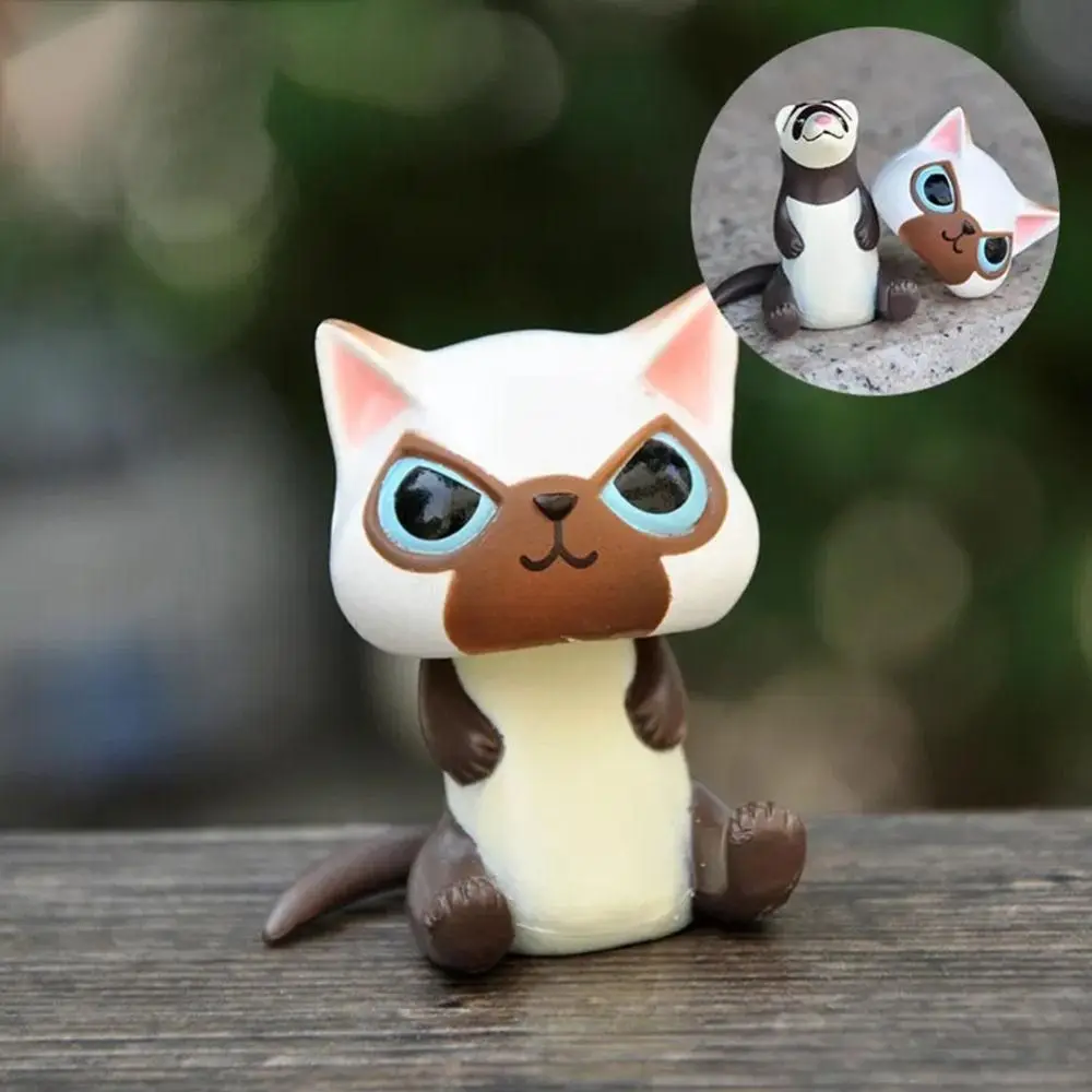 6Pcs/Set New PVC Cat Figures Colorful Garden Miniature Decor Landscaping Doll 6Pcs/Set Cat Doll