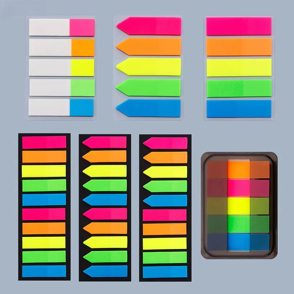 Fluorescent PET Index Stickers, Student Book Marking Labels, Folders Classification Tabs, Self-adhesive Sticky Notes
