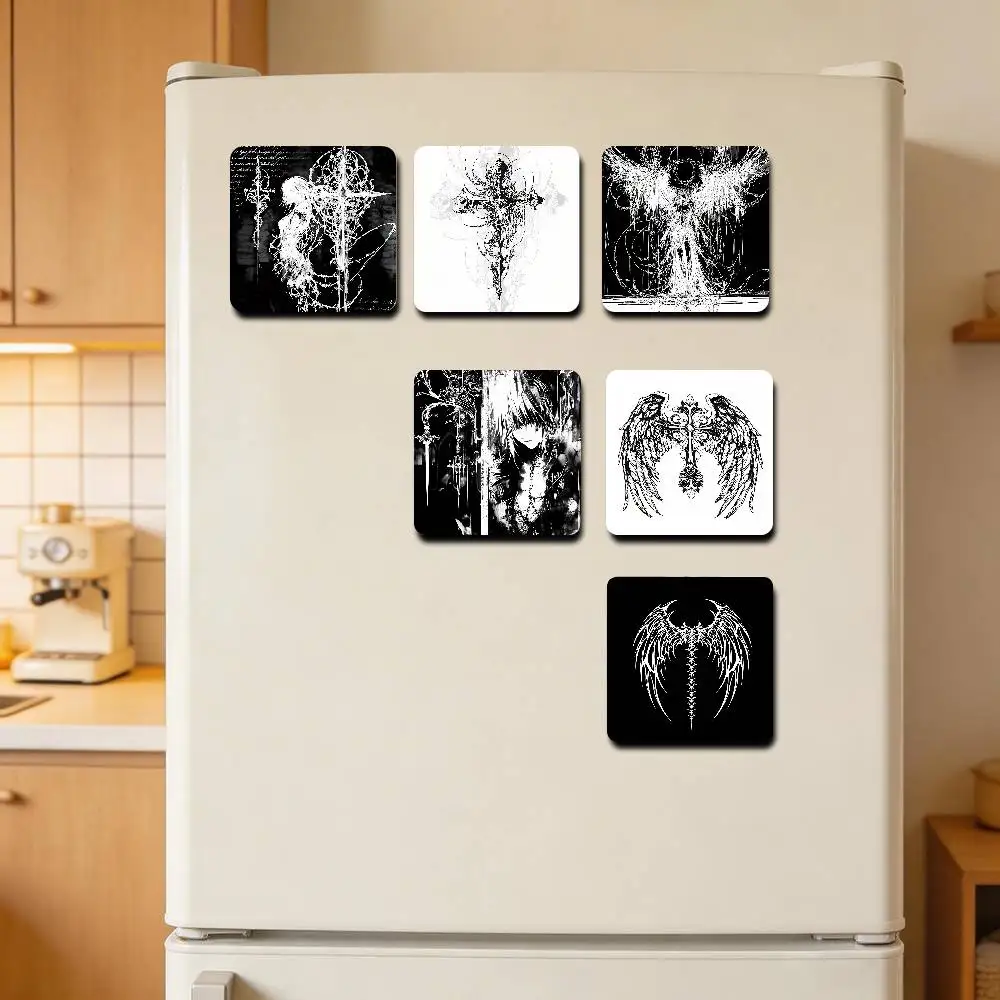 Gothic Cyber Sigil Cross Eyes Cute Cartoon Anime Refrigerator Magnets Soft Magnetic Heat Transfer Refrigerator Magnets Gift