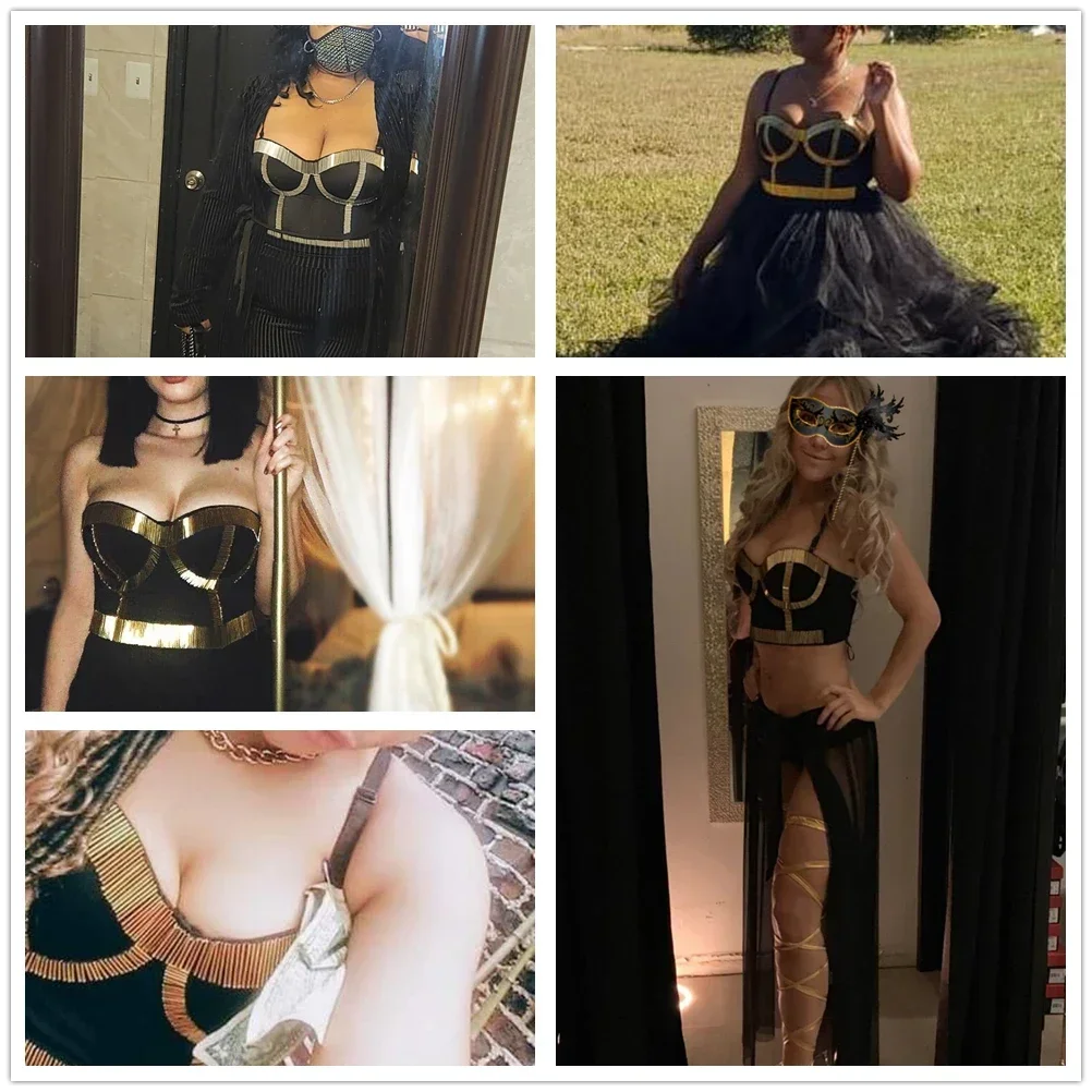 Summer Women Crop Top Streetwear Beading Diamond Push Up Bra Casual Tank Tops Woman Clothes Bustier Camis Fashion Ladies Corset