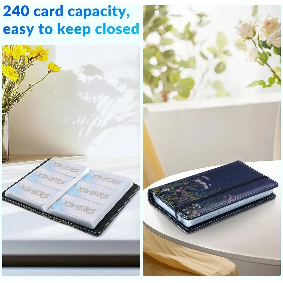 منظم بطاقات العمل المصنوع من جلد البولي يوريثان بسعة 240 حامل بطاقات العمل منظم حامل بطاقة الائتمان للنساء والرجال #3