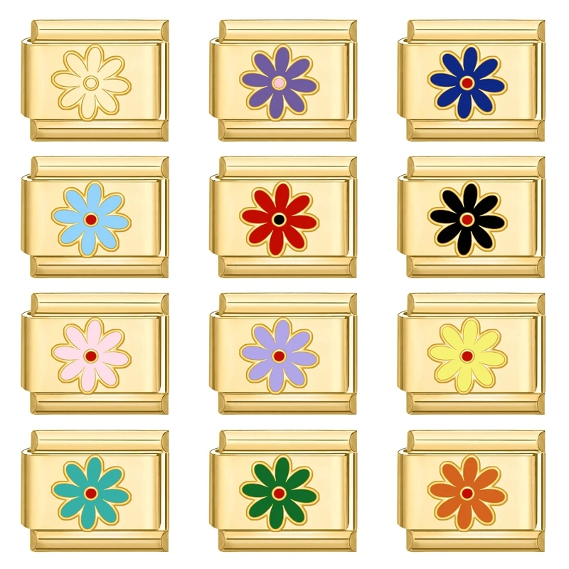 2025 الربيع الصيف الزهور الملونة توليب الورد القط القمر الإيطالية سحر الروابط صالح 9 مللي متر الفولاذ المقاوم للصدأ سوار المرأة DIY بها بنفسك صنع #2