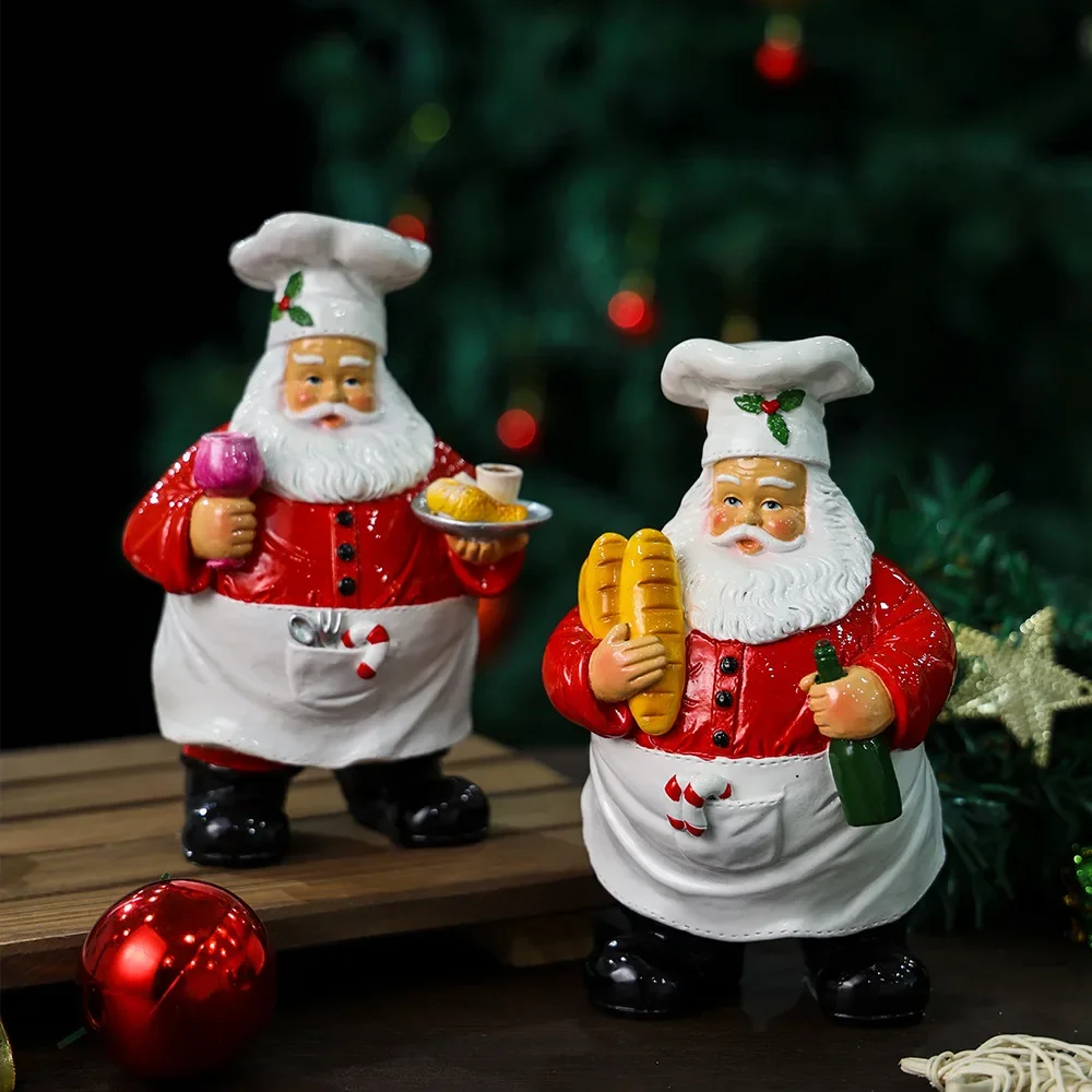 2026 New Chef Santa Claus Christmas Ornaments Ornaments Home Dining Table Christmas Resin Crafts