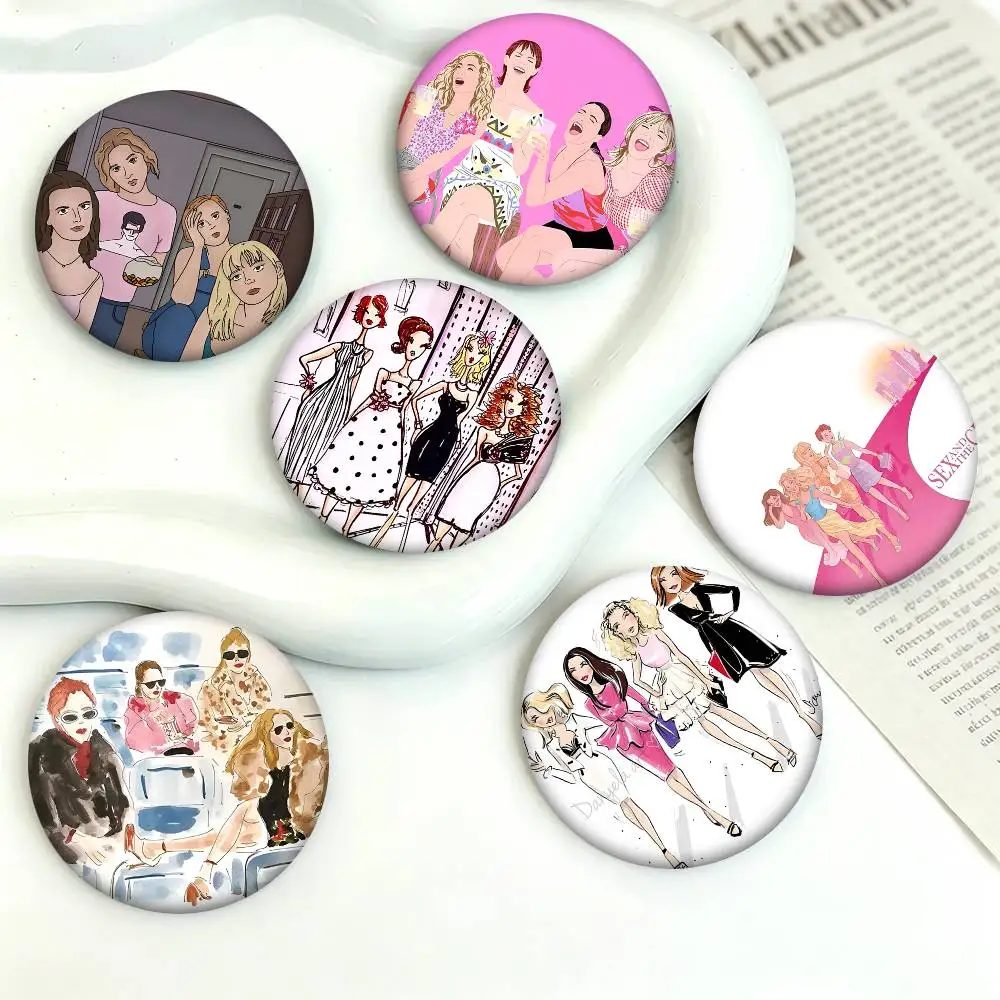 1pc S-Sex And The City Tv Cartoon Style Badge Brooches On Backpack Decoration Round Enamel Pins For Accessorys