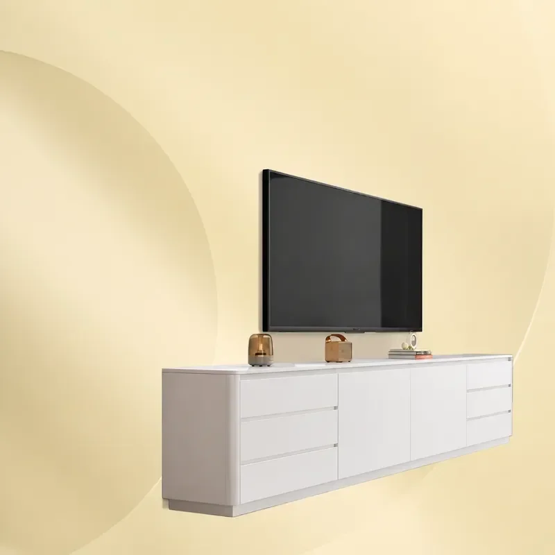 Slate TV Cabinet 60cm High Floor Standing Solid Wood Media Console for Living Room Bedroom with Integrated Storage Locker