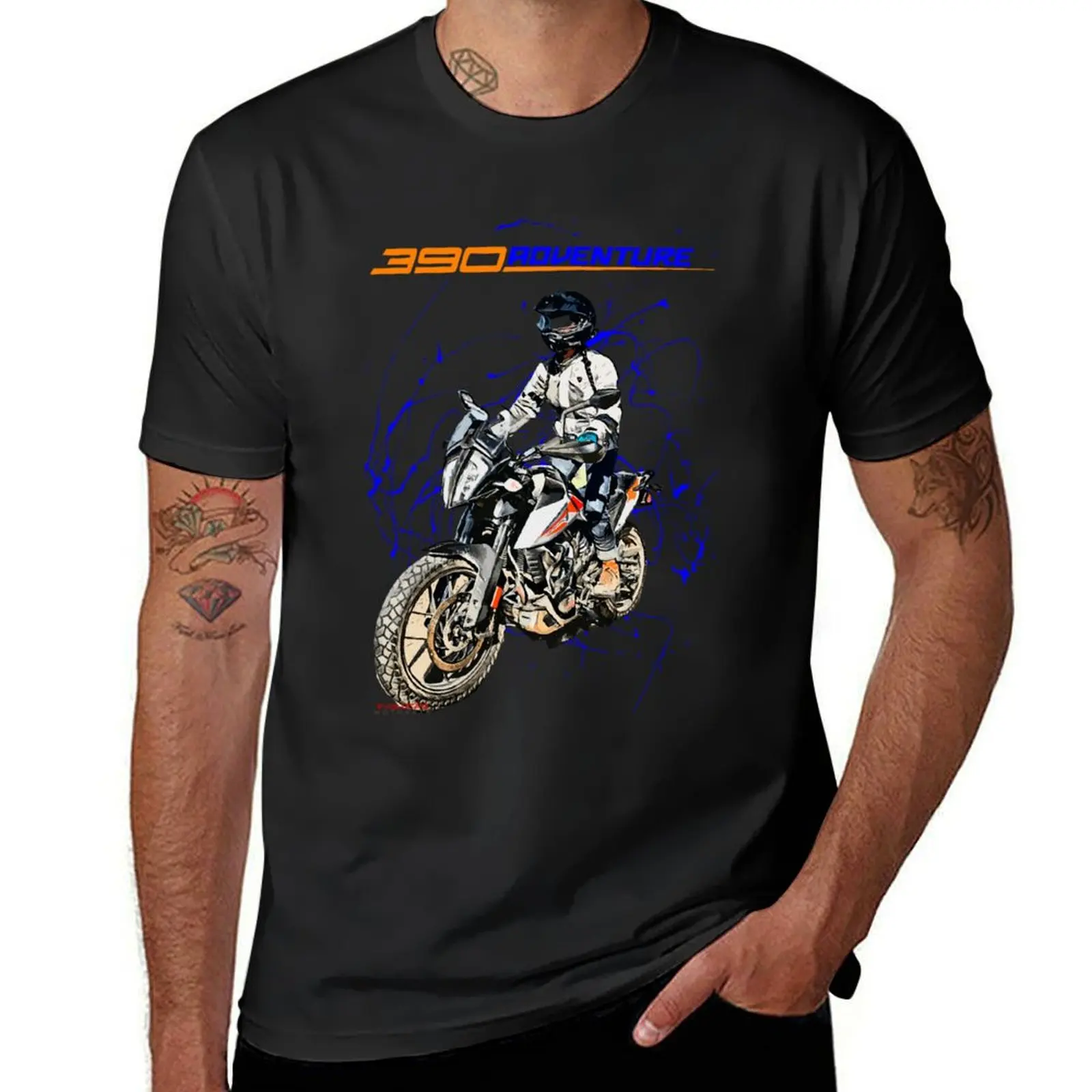 

390 Trail Rider Adventure T-Shirt quick drying plain heavyweights blacks Men's cotton t-shirt