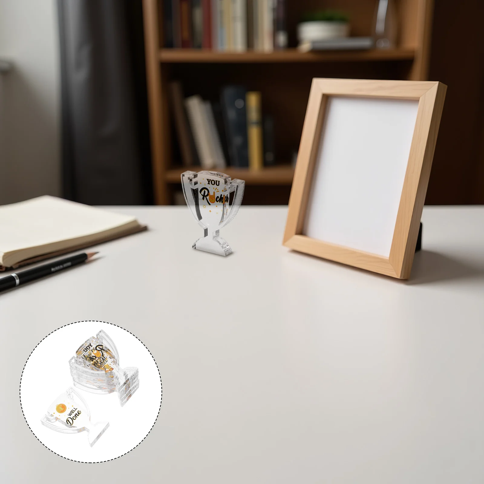 

6Pcs Clear Mini Acrylic Trophies Small Recognition Appreciation Awards Employee Thank You Plaques Classroom Office Decor