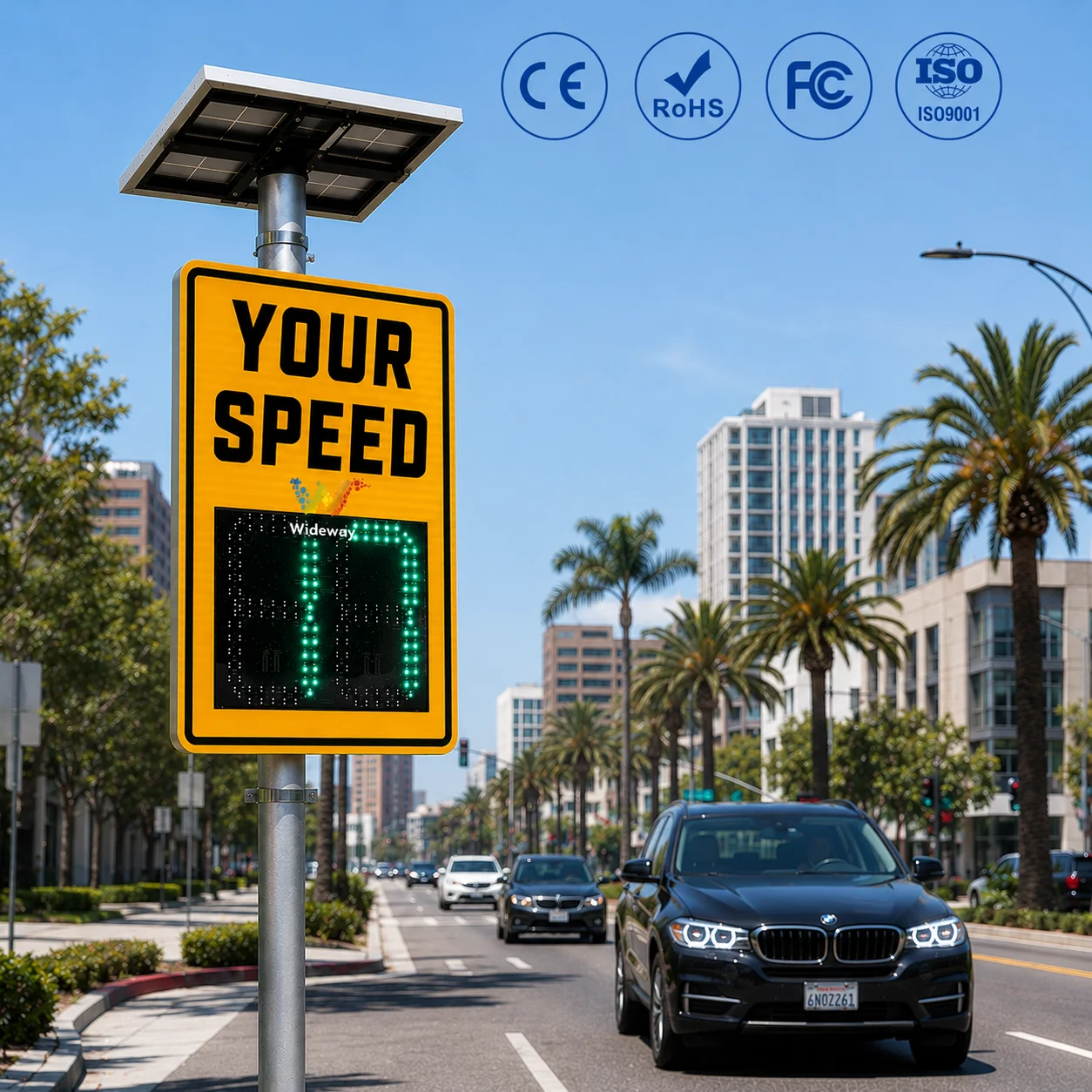Solar Powered Radar Speed Sign 2-Digit LED Display High Visibility Driver Feedback Sign For School Zone Traffic Safety IP67