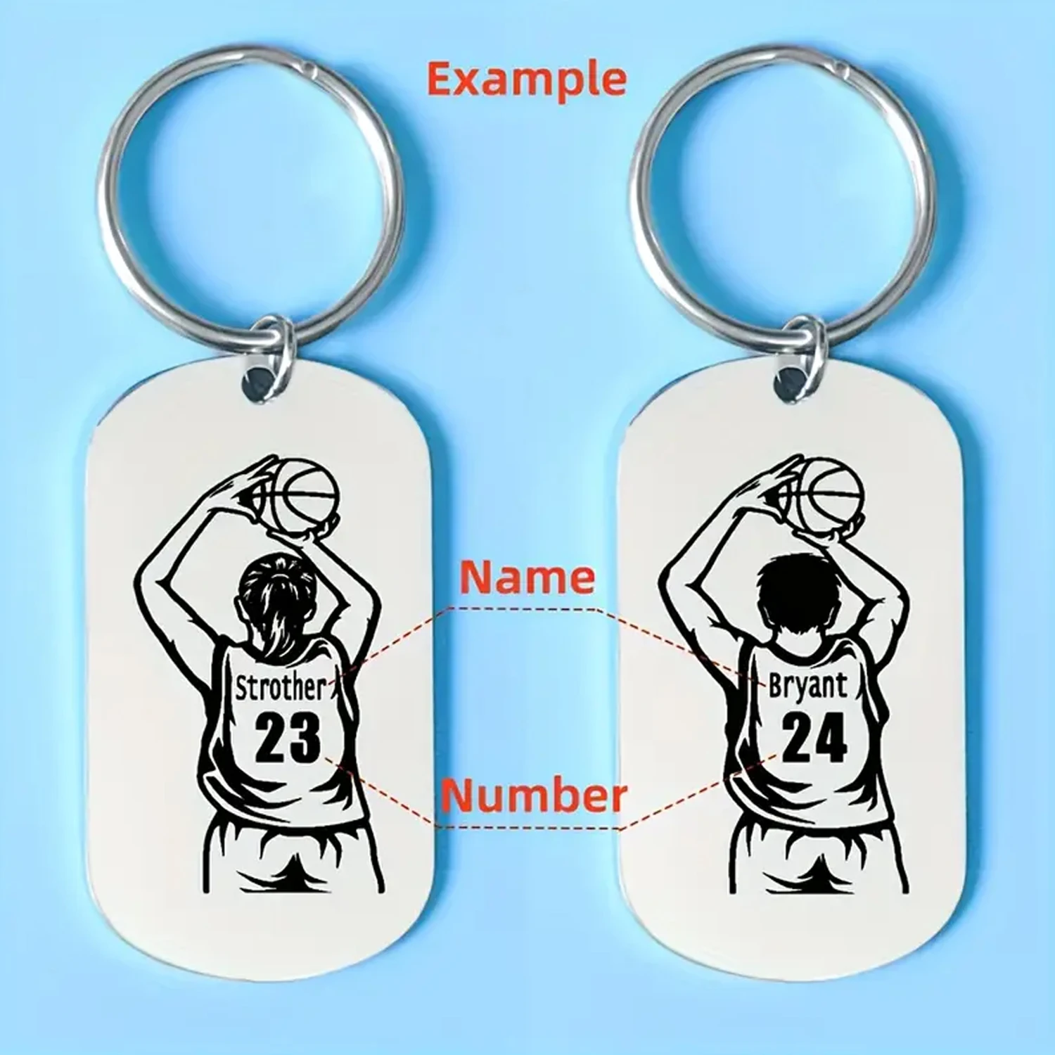 Personalized Basketball Hoop Stainless Steel Personalized Basketball Gifts for Boys, Positive Basketball Lover Keychain