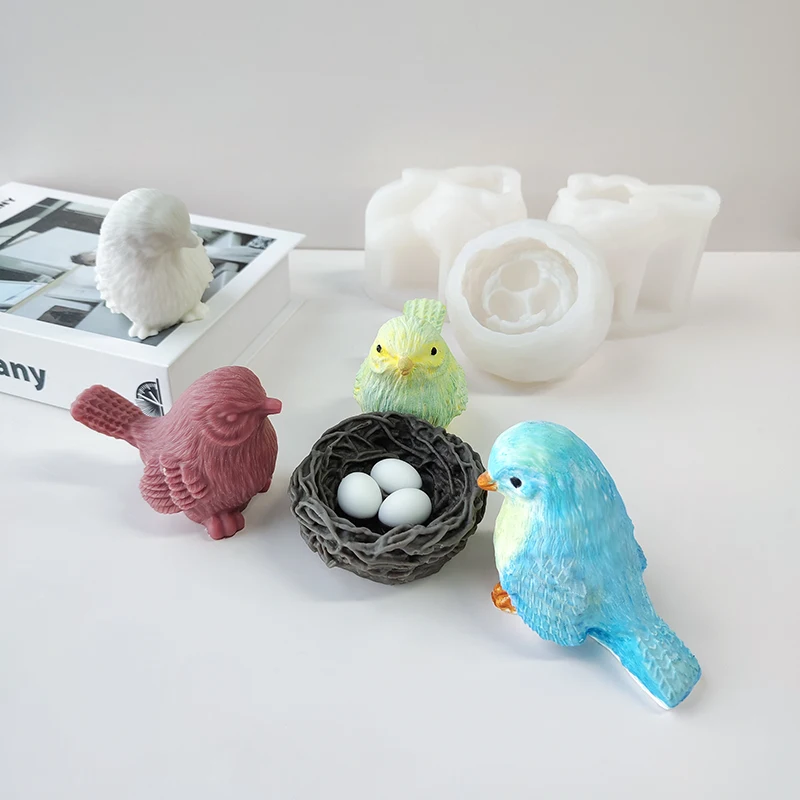 3D Bird Nest Birdie Silicone Mold Animal Birds Ornament DIY Aroma Candle Plaster Epoxy Resin Mould Home Decoration Crafts