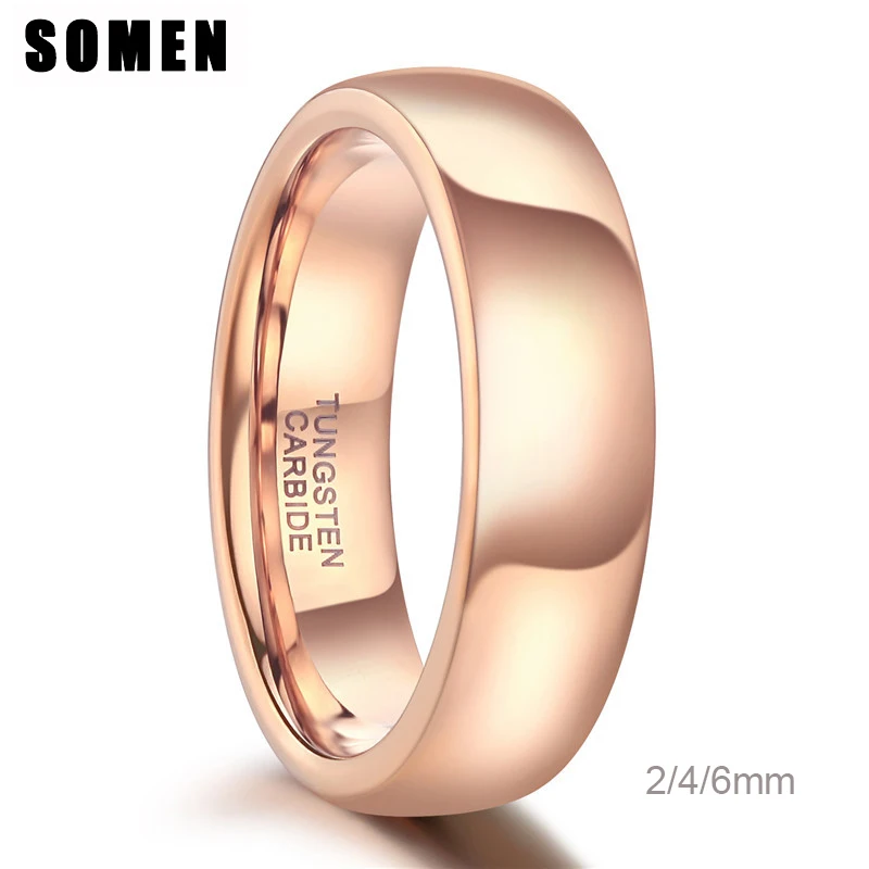 Somen 2/4/6mm Vintage Rose Gold Color Tungsten Carbide Wedding Ring For Women Solid Lover Engagement Rings Anel Fashion Jewelry
