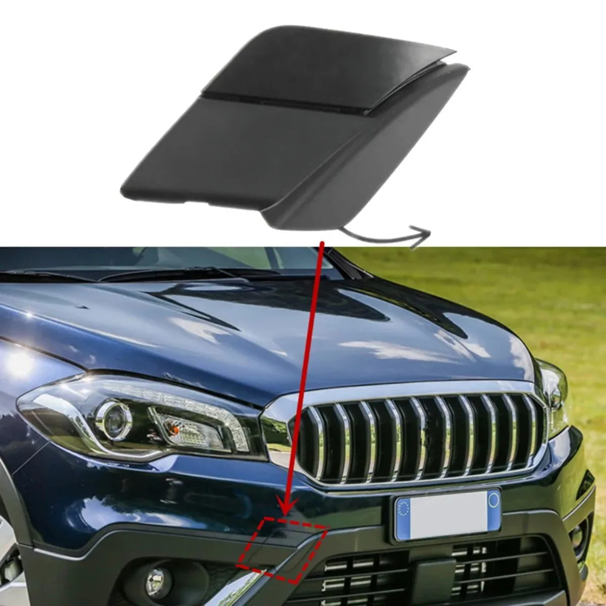 Car Trailer Cover set Front Bumper Tow Hook Cover Trailer Cap For Suzuki S-Cross SX4 S Cross Facelift 2016 2017 2018 2019 2020